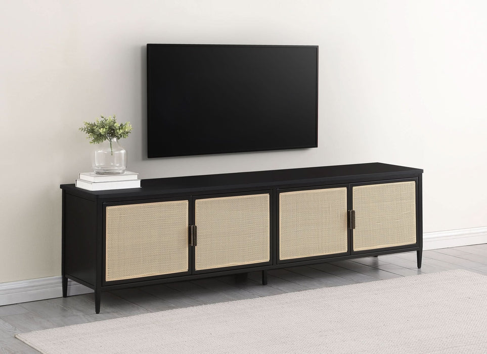 Amherst 4 - door 78 - inch Metal TV Stand Media Console Black - Walo Furniture