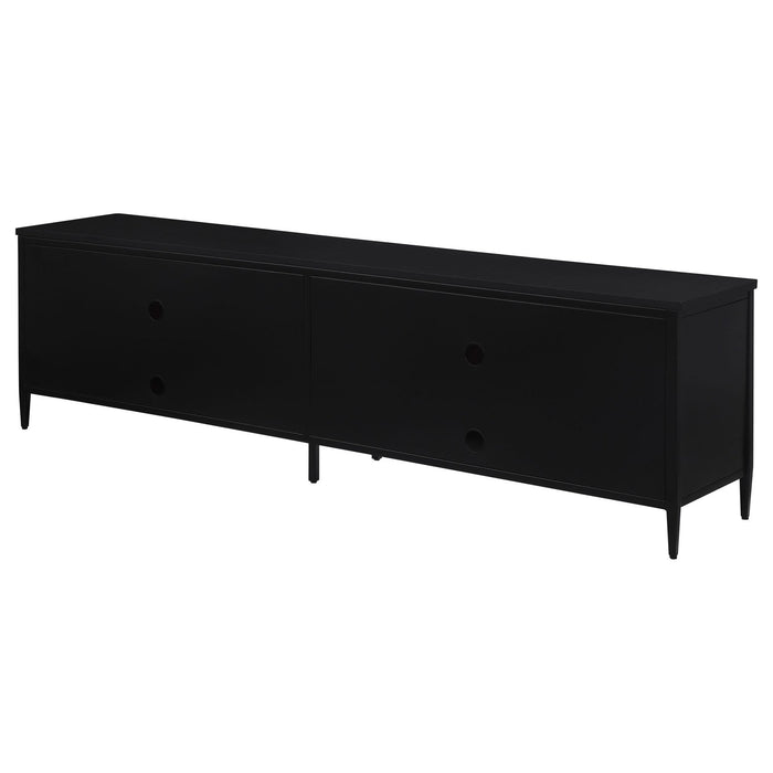 Amherst 4 - door 78 - inch Metal TV Stand Media Console Black - Walo Furniture