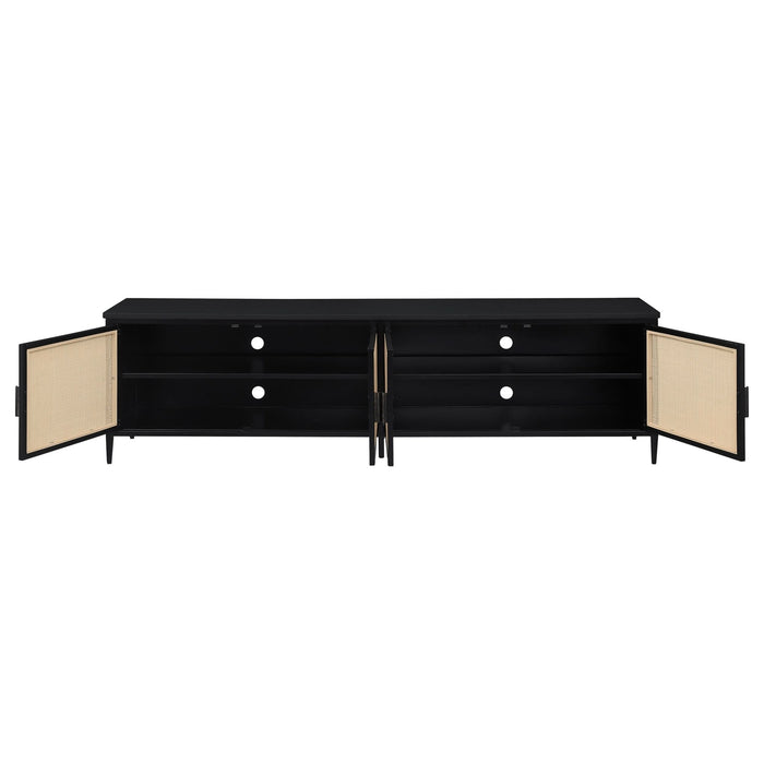 Amherst 4 - door 78 - inch Metal TV Stand Media Console Black - Walo Furniture