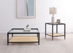 Amherst Glass Top Metal with Cane Shelf Coffee Table Black - Walo Furniture