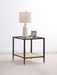 Amherst Glass Top Metal with Cane Shelf End Table Black - Walo Furniture