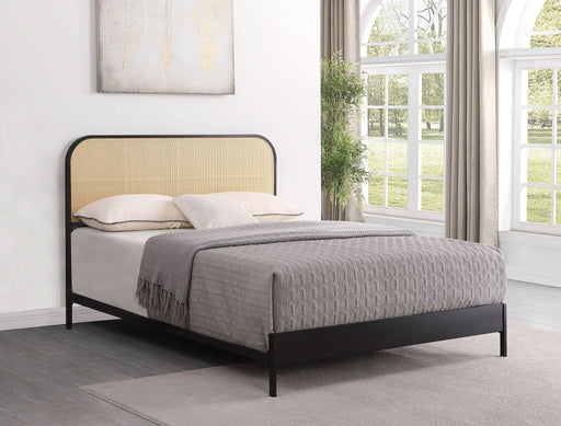 Amherst Radio Weave Rattan Metal Eastern King Bed Black - Walo Furniture