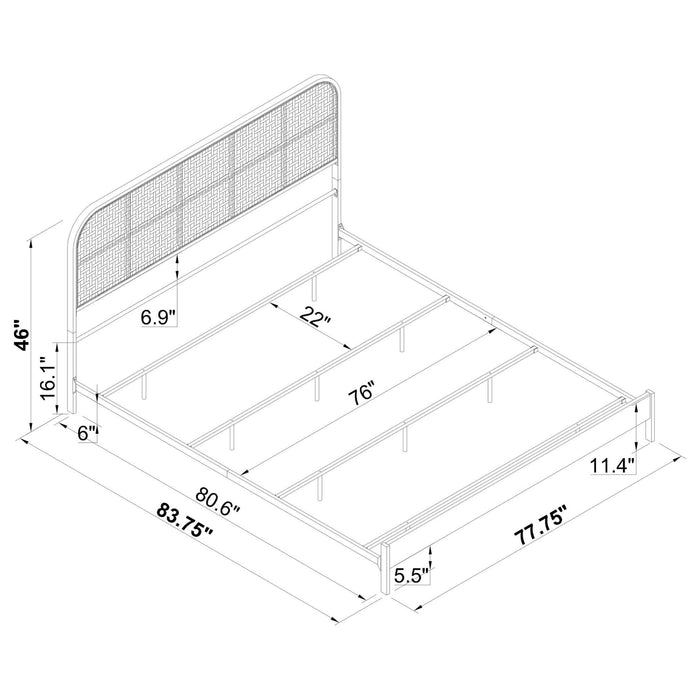 Amherst Radio Weave Rattan Metal Eastern King Bed Black - Walo Furniture