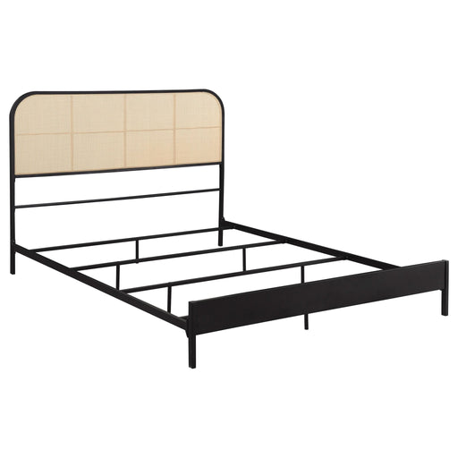 Amherst Radio Weave Rattan Metal Eastern King Bed Black - Walo Furniture