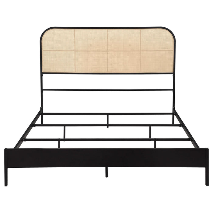 Amherst Radio Weave Rattan Metal Eastern King Bed Black - Walo Furniture