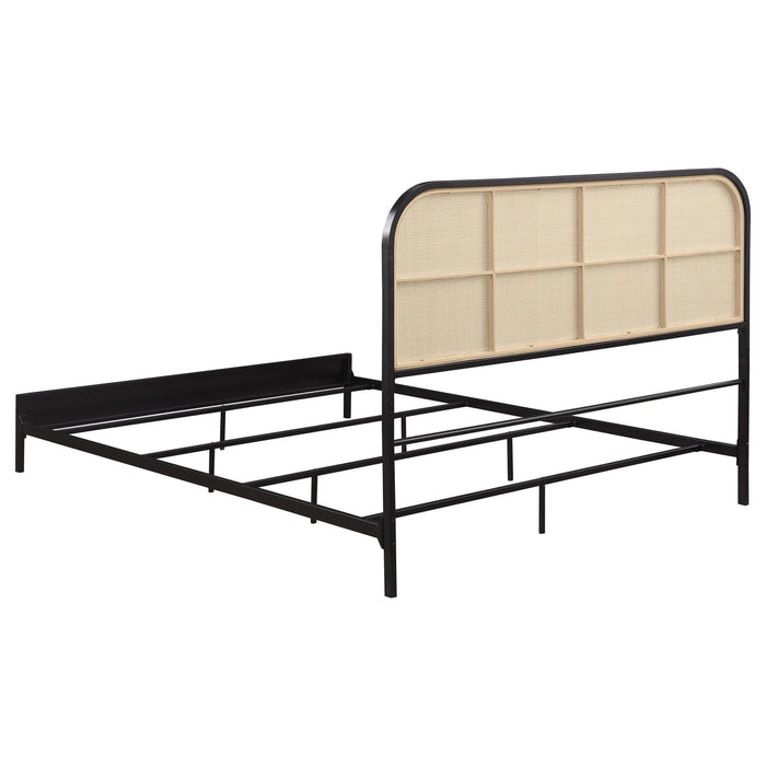 Amherst Radio Weave Rattan Metal Eastern King Bed Black - Walo Furniture