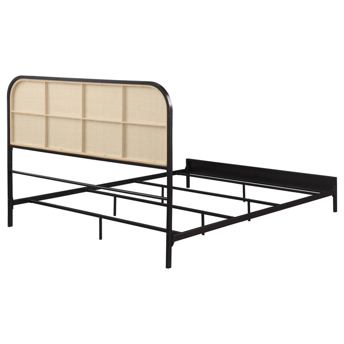 Amherst Radio Weave Rattan Metal Eastern King Bed Black - Walo Furniture