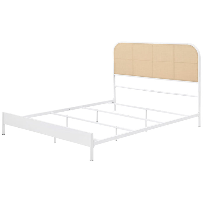 Amherst Radio Weave Rattan Metal Eastern King Bed White - Walo Furniture