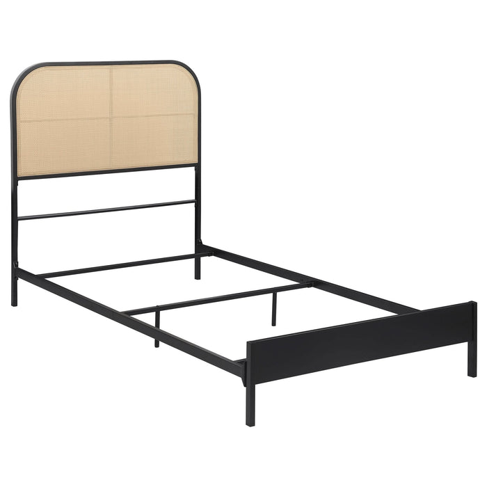 Amherst Radio Weave Rattan Metal Full Bed Black - Walo Furniture