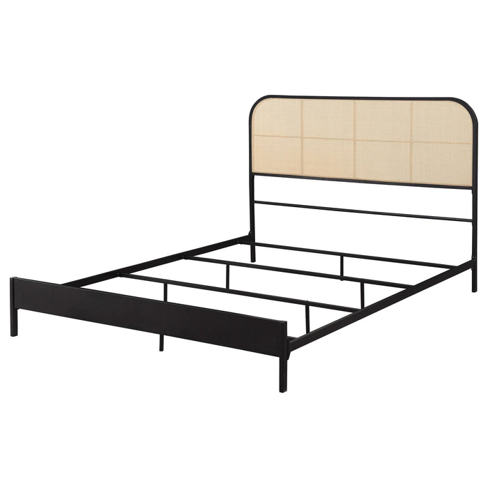 Amherst Radio Weave Rattan Metal Queen Bed Black - Walo Furniture