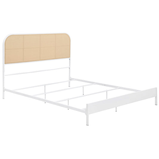 Amherst Radio Weave Rattan Metal Queen Bed White - Walo Furniture