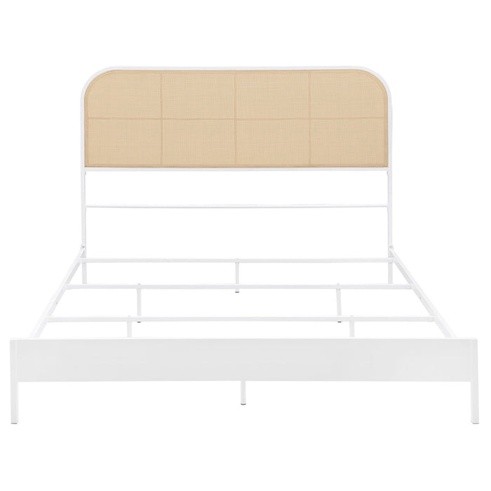 Amherst Radio Weave Rattan Metal Queen Bed White - Walo Furniture