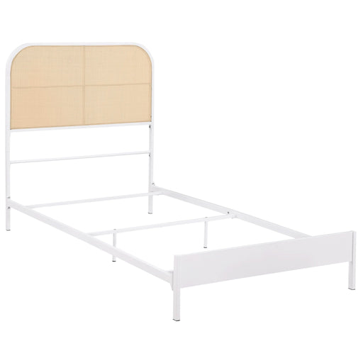 Amherst Radio Weave Rattan Metal Twin Bed White - Walo Furniture