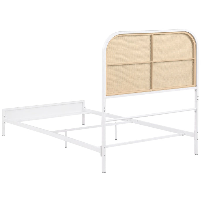 Amherst Radio Weave Rattan Metal Twin Bed White - Walo Furniture