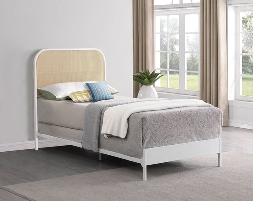 Amherst Radio Weave Rattan Metal Twin Bed White - Walo Furniture