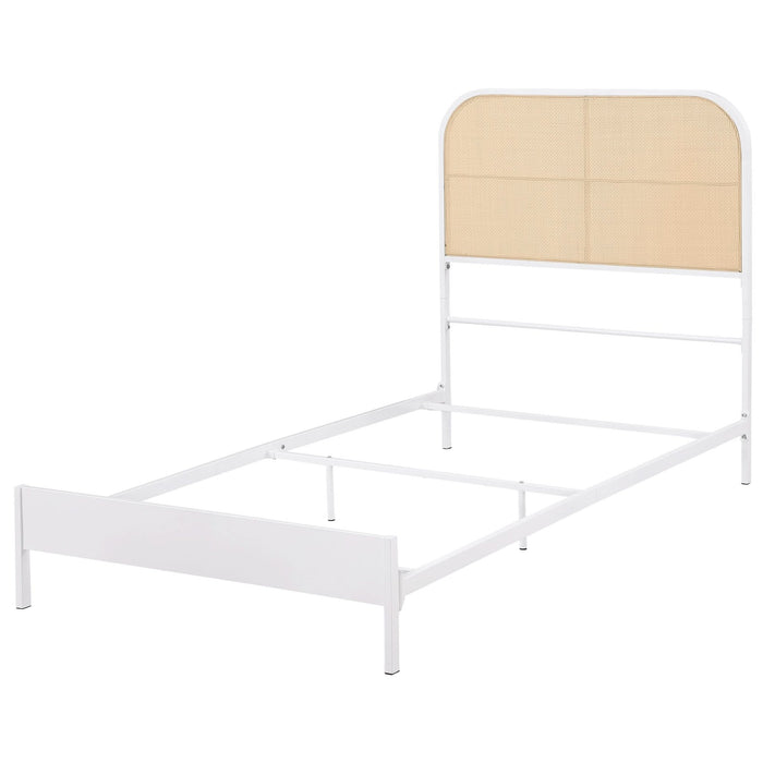 Amherst Radio Weave Rattan Metal Twin Bed White - Walo Furniture