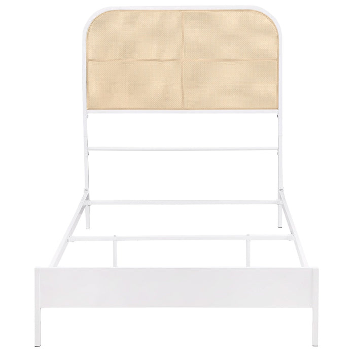 Amherst Radio Weave Rattan Metal Twin Bed White - Walo Furniture