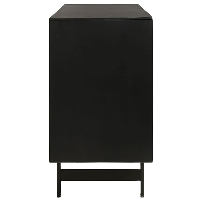 Aminah 3 - door Wood Accent Cabinet Natural and Black - Walo Furniture