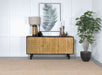 Aminah 3 - door Wood Accent Cabinet Natural and Black - Walo Furniture