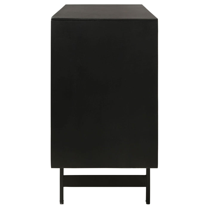 Aminah 3 - door Wood Accent Cabinet Natural and Black - Walo Furniture