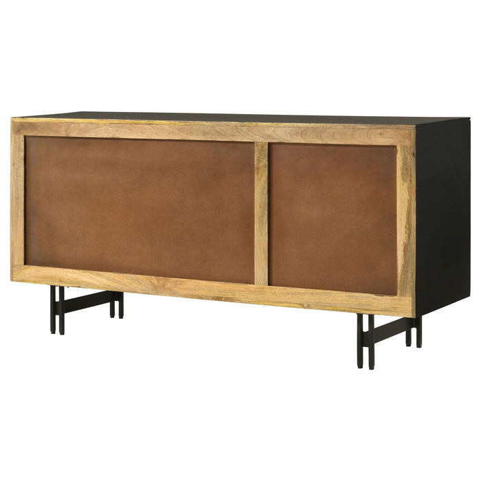 Aminah 3 - door Wood Accent Cabinet Natural and Black - Walo Furniture