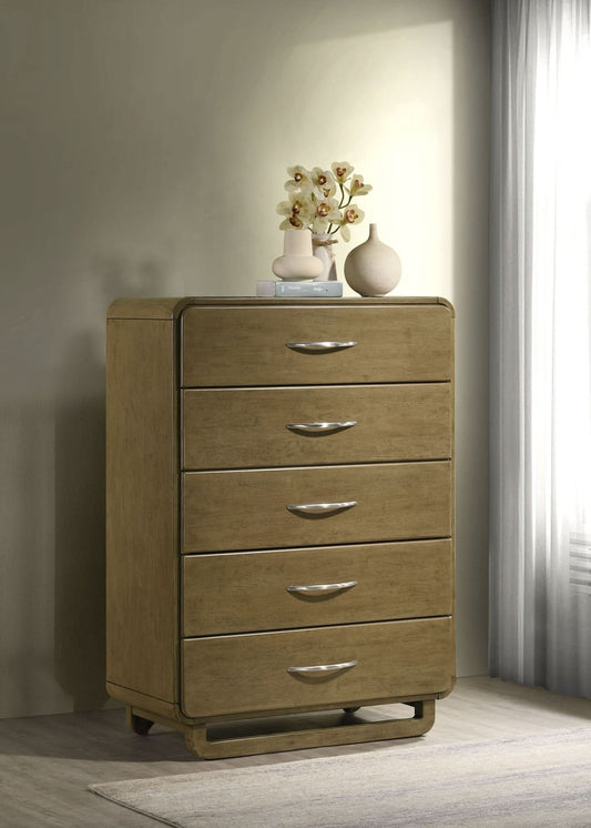 Amsbury 5 - drawer Chest of Drawers Nutmeg - Walo Furniture