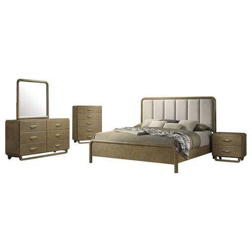 Amsbury 5 - piece Eastern King Bedroom Set Nutmeg - Walo Furniture