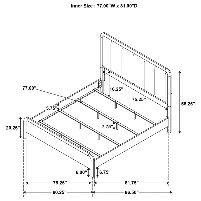 Amsbury 59 - inch Upholstered Eastern King Bed Nutmeg - Walo Furniture