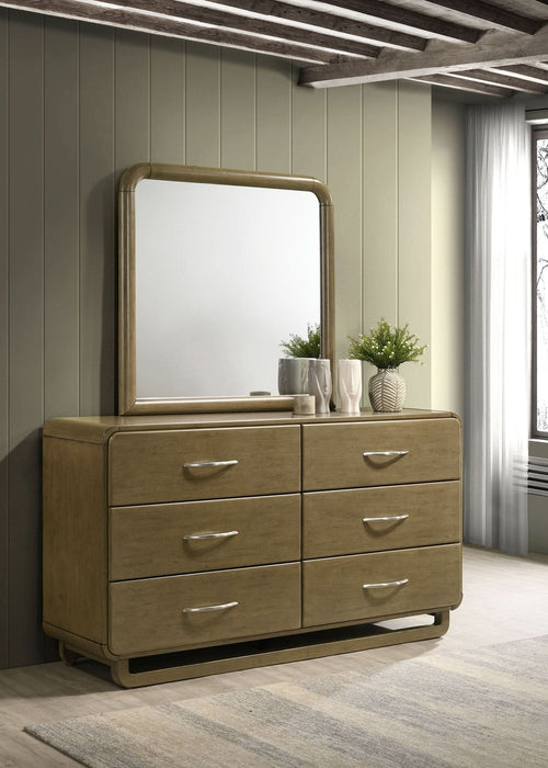 Amsbury 6 - drawer Dresser and Mirror Nutmeg - Walo Furniture