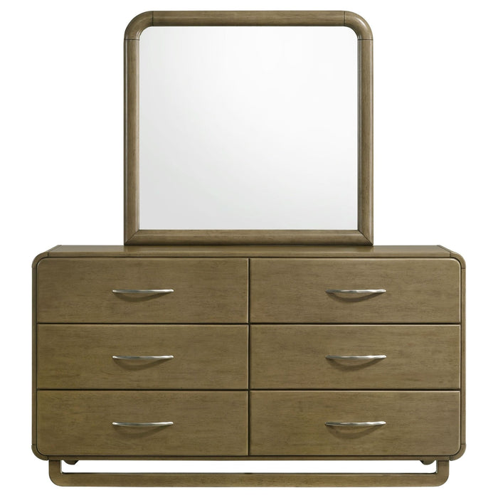 Amsbury 6 - drawer Dresser and Mirror Nutmeg - Walo Furniture