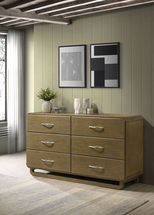 Amsbury 6 - drawer Dresser Cabinet Nutmeg - Walo Furniture