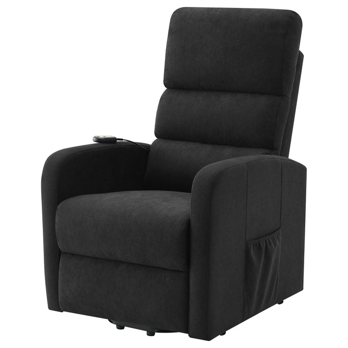 Amsdell Upholstered Power Lift Recliner with Remote Black - Walo Furniture