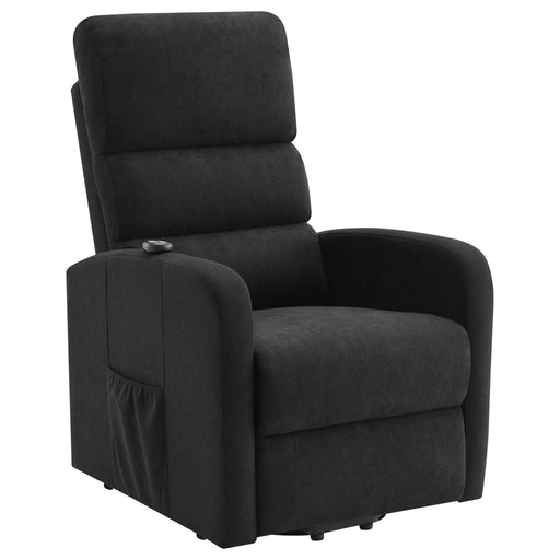 Amsdell Upholstered Power Lift Recliner with Remote Black - Walo Furniture