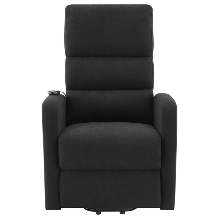 Amsdell Upholstered Power Lift Recliner with Remote Black - Walo Furniture