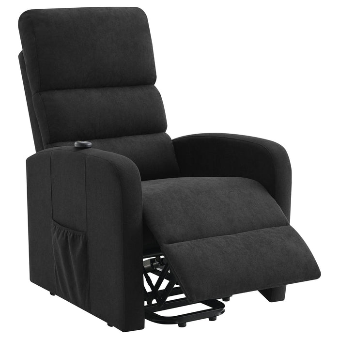 Amsdell Upholstered Power Lift Recliner with Remote Black - Walo Furniture