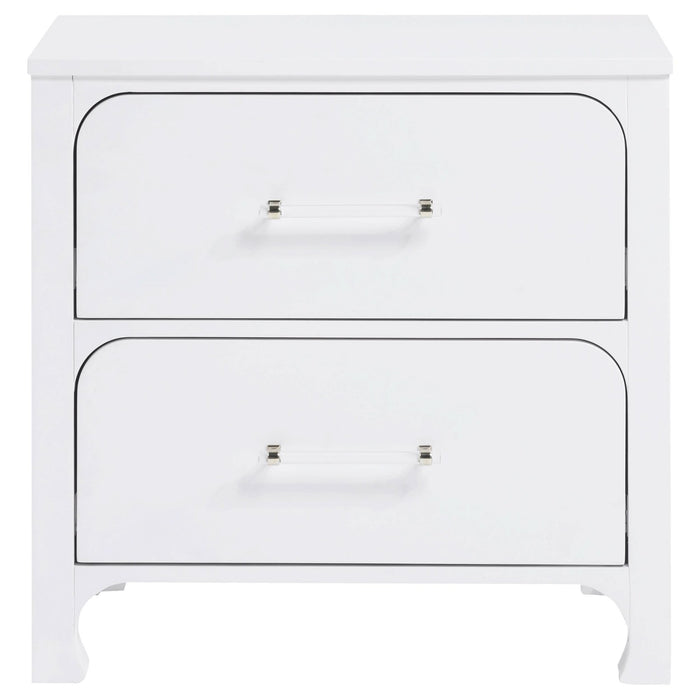 Anastasia 2 - drawer Nightstand Pearl White - Walo Furniture