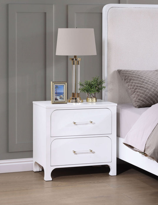 Anastasia 2 - drawer Nightstand Pearl White - Walo Furniture