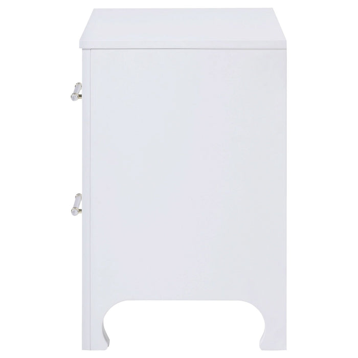 Anastasia 2 - drawer Nightstand Pearl White - Walo Furniture