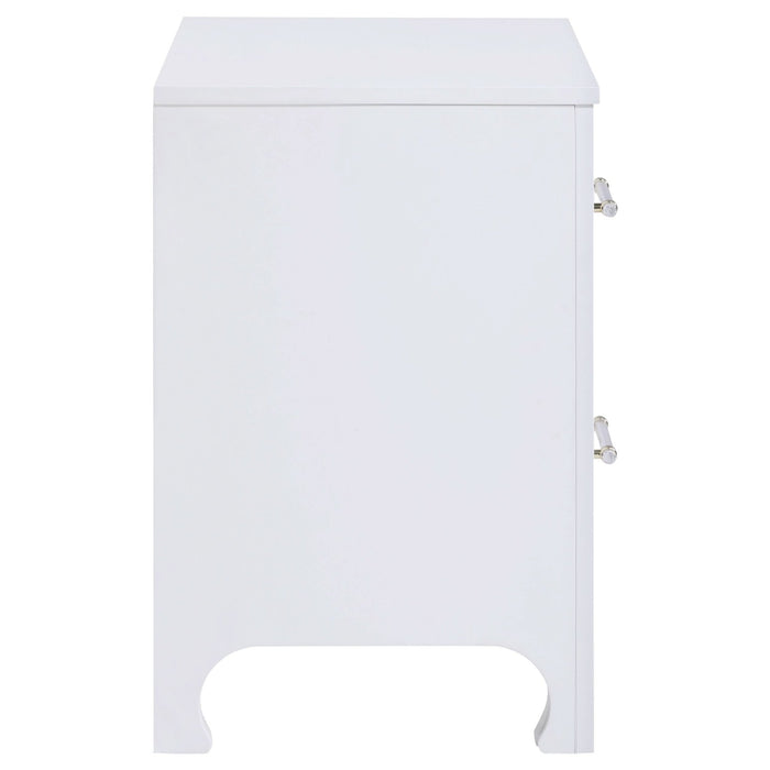 Anastasia 2 - drawer Nightstand Pearl White - Walo Furniture