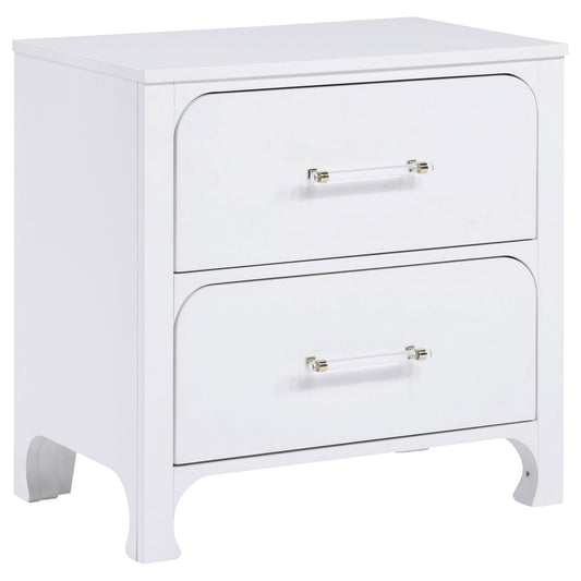 Anastasia 2 - drawer Nightstand Pearl White - Walo Furniture