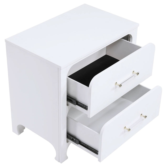 Anastasia 2 - drawer Nightstand Pearl White - Walo Furniture