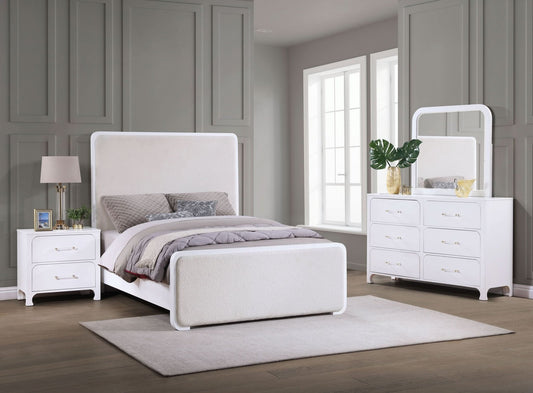 Anastasia 4 - piece Eastern King Bedroom Set Pearl White - Walo Furniture