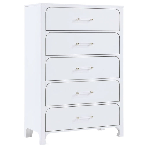 Anastasia 5 - drawer Bedroom Chest Pearl White - Walo Furniture