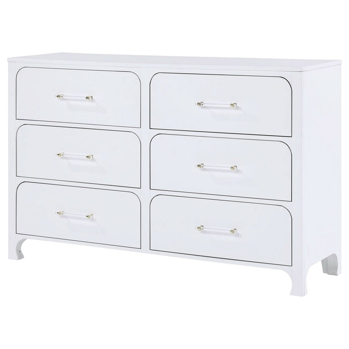 Anastasia 6 - drawer Dresser Pearl White - Walo Furniture