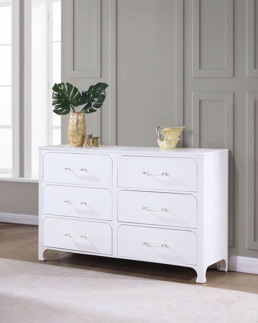 Anastasia 6 - drawer Dresser Pearl White - Walo Furniture