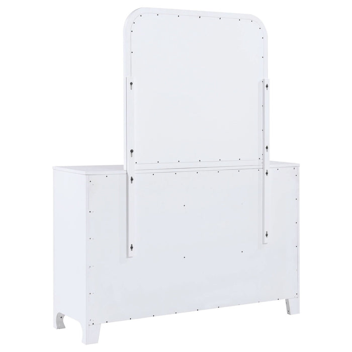 Anastasia 6 - drawer Dresser with Mirror Pearl White - Walo Furniture