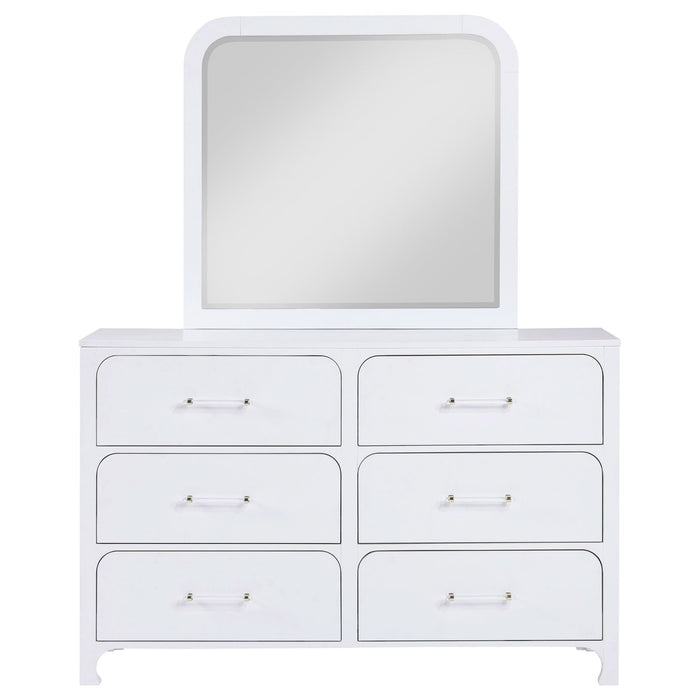 Anastasia 6 - drawer Dresser with Mirror Pearl White - Walo Furniture