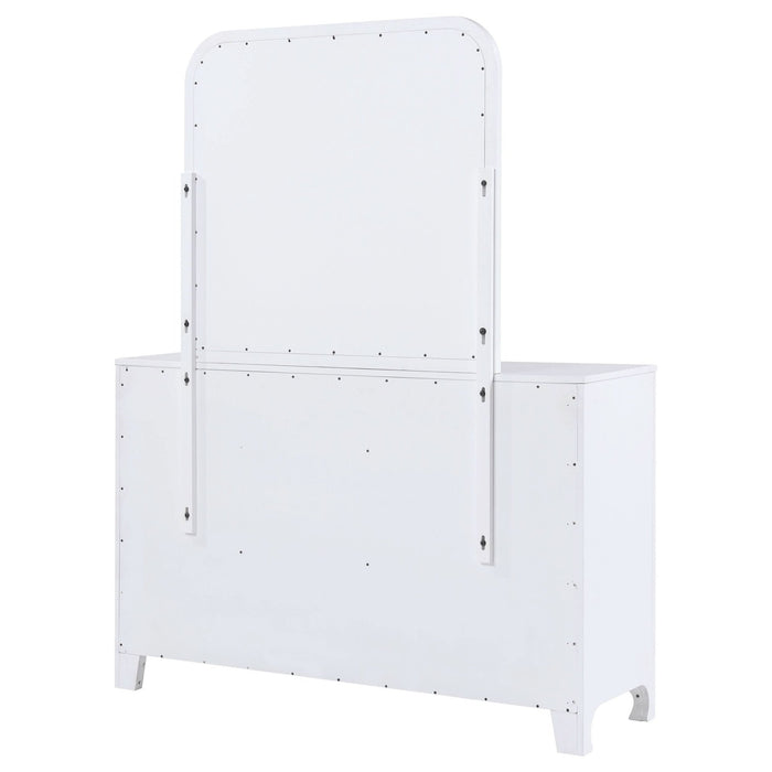 Anastasia 6 - drawer Dresser with Mirror Pearl White - Walo Furniture