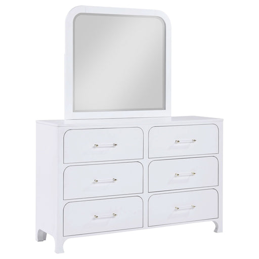 Anastasia 6 - drawer Dresser with Mirror Pearl White - Walo Furniture