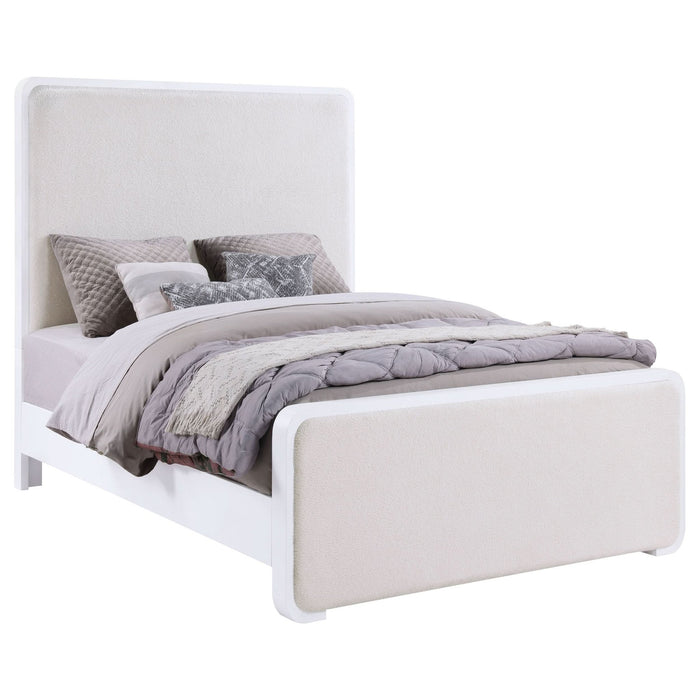 Anastasia Upholstered Eastern King Panel Bed Pearl White - Walo Furniture